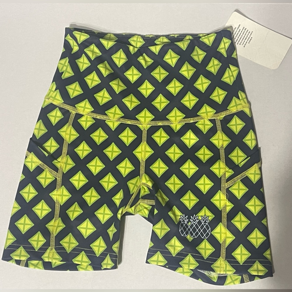 Tres Pinas Greatest Shorts - Size XXS - Neon Yellow Diamonds - NWT